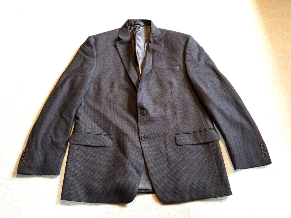 Mens Blazer-LAUREN RALPH LAUREN-brown houndstooth 100% wool 2 button lined-44R